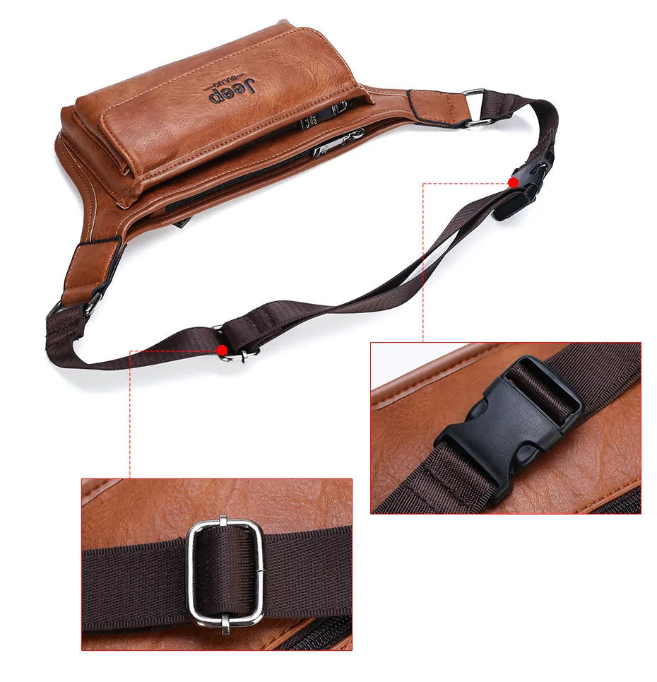 Outdoor leather bum bag
