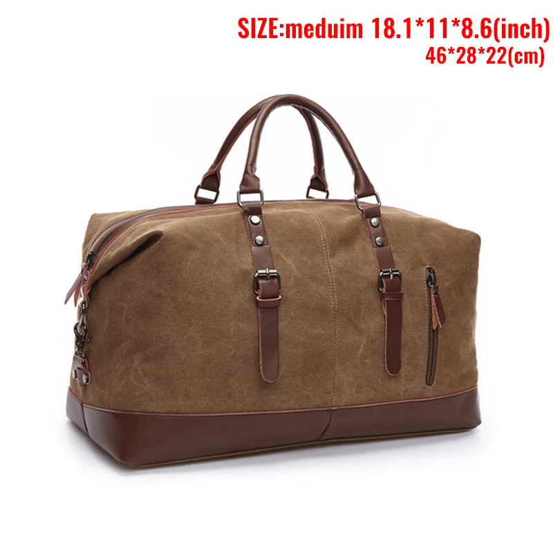 Leather men travel weekender bag