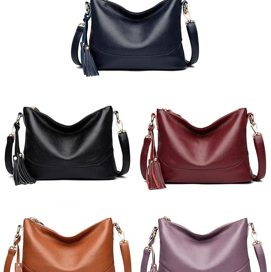 Leather shoulder handbag