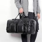 Vintage leather weekender duffle bag