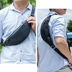 Versatile leather waist sling bag