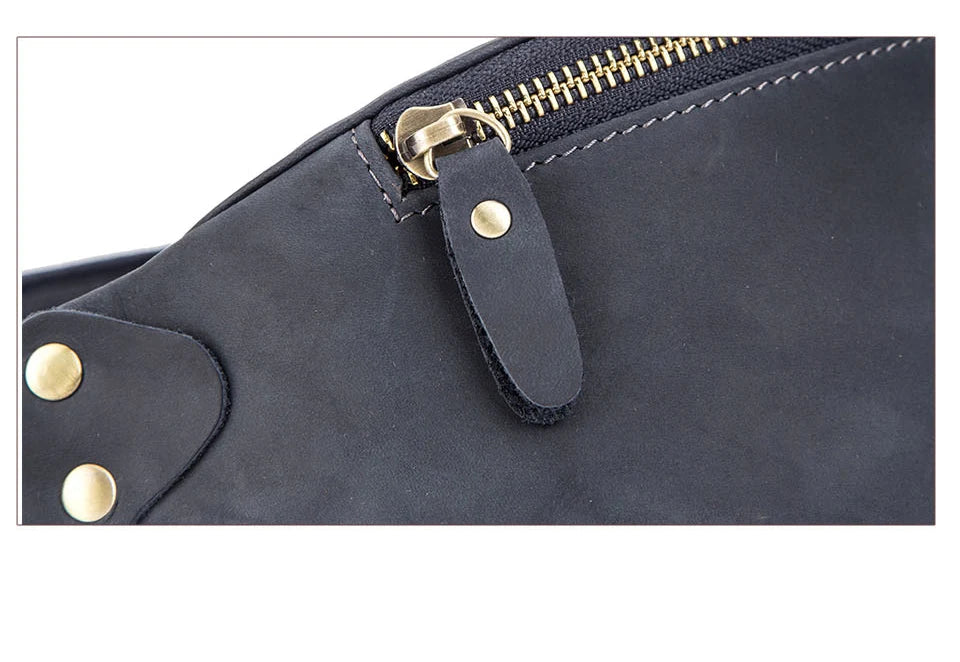 Versatile leather waist sling bag