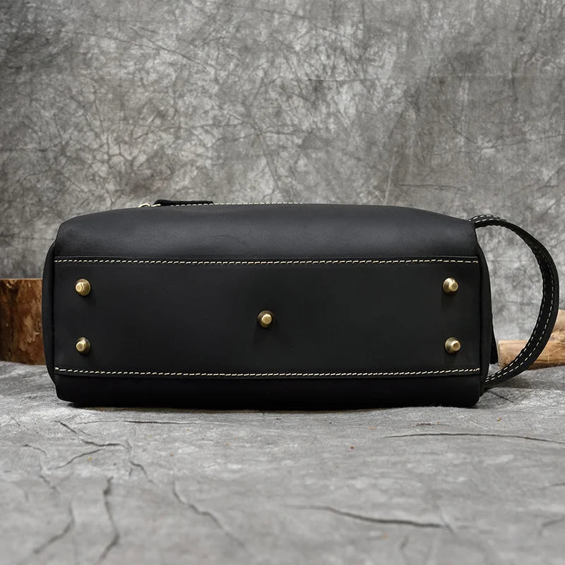 Leather grooming travel bag