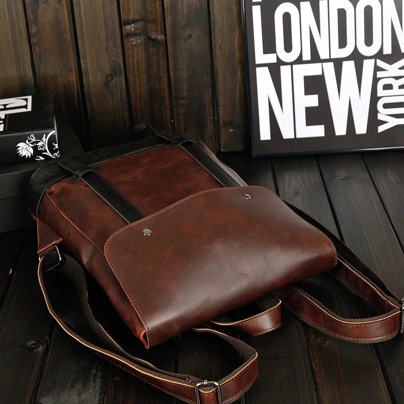 Retro men's  leather backpack