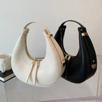 Crescent-shaped leather hobo bag