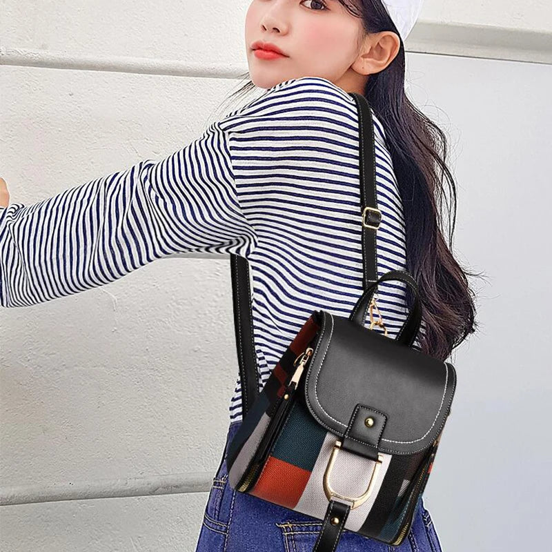 Classic leather backpack purse