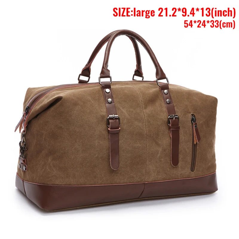 Leather men travel weekender bag