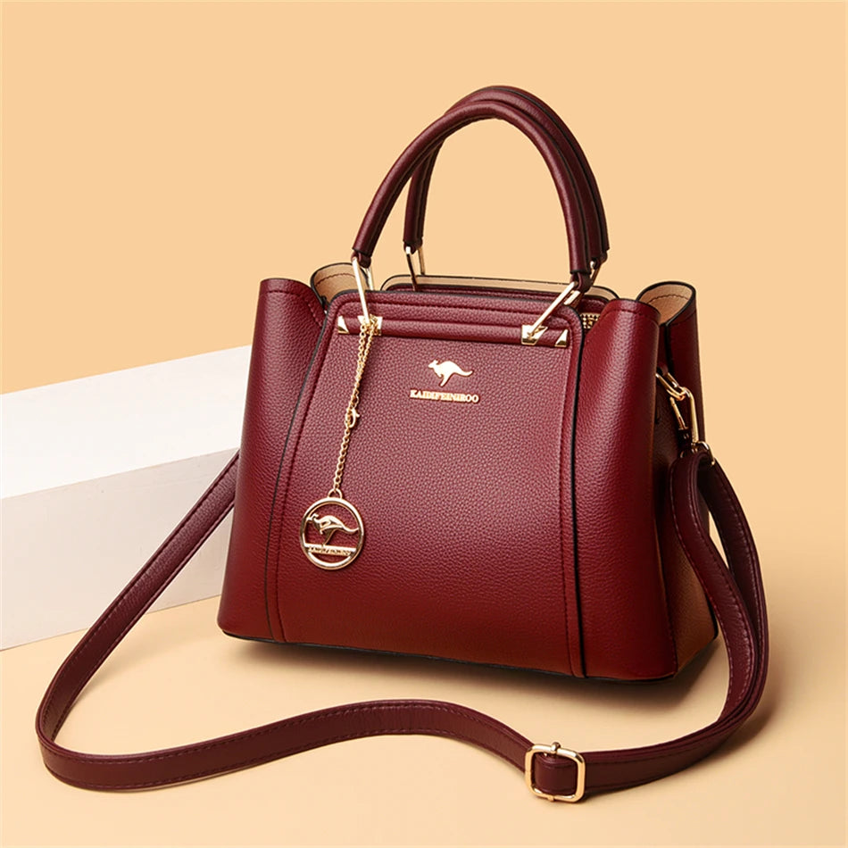 Structured leather shoulder bag