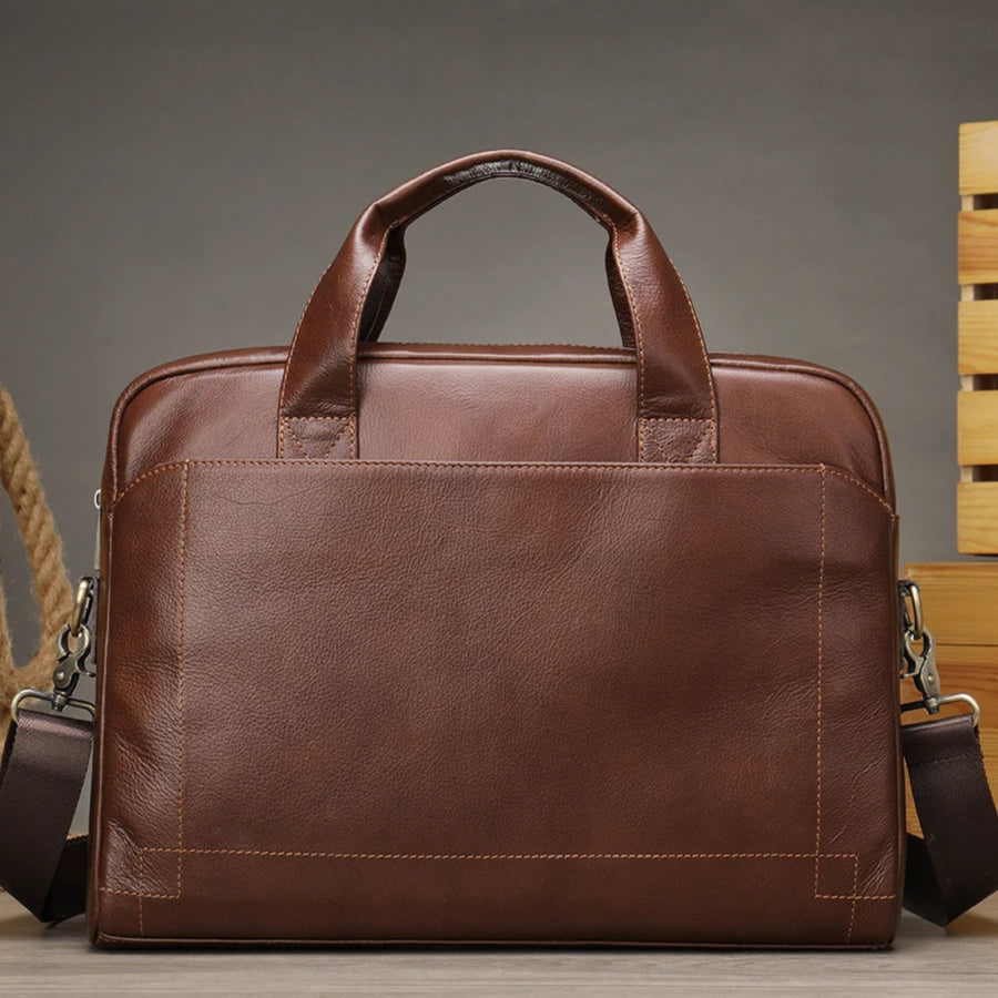 Modern leather briefcase with handle