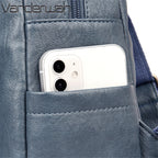 Casual leather knapsack