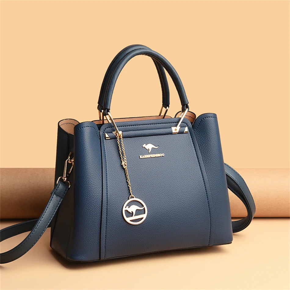 Structured leather shoulder bag