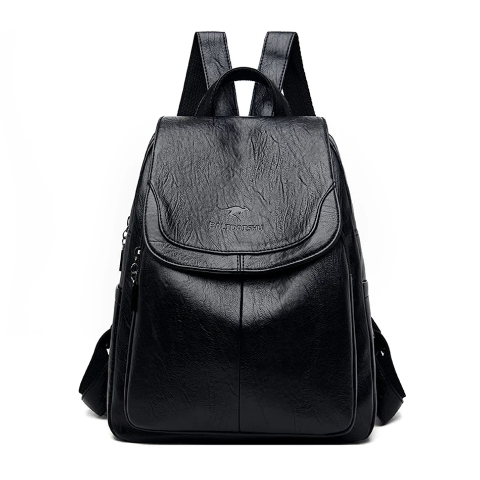 Casual leather knapsack