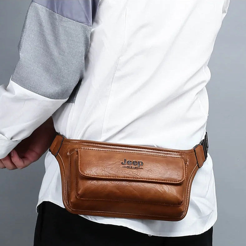 Outdoor leather bum bag