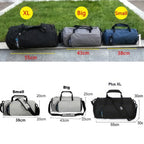 Unisex dark grey sports duffel bag with shoe pocket