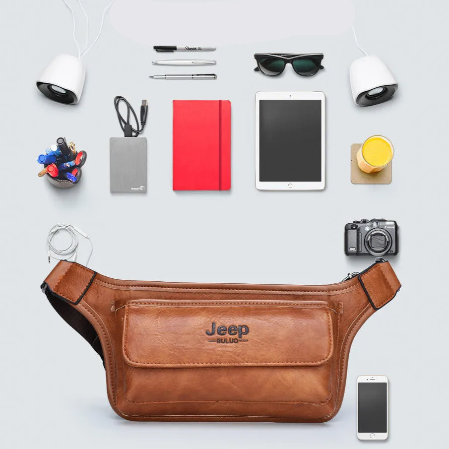Outdoor leather bum bag