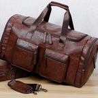 Vintage leather weekender duffle bag