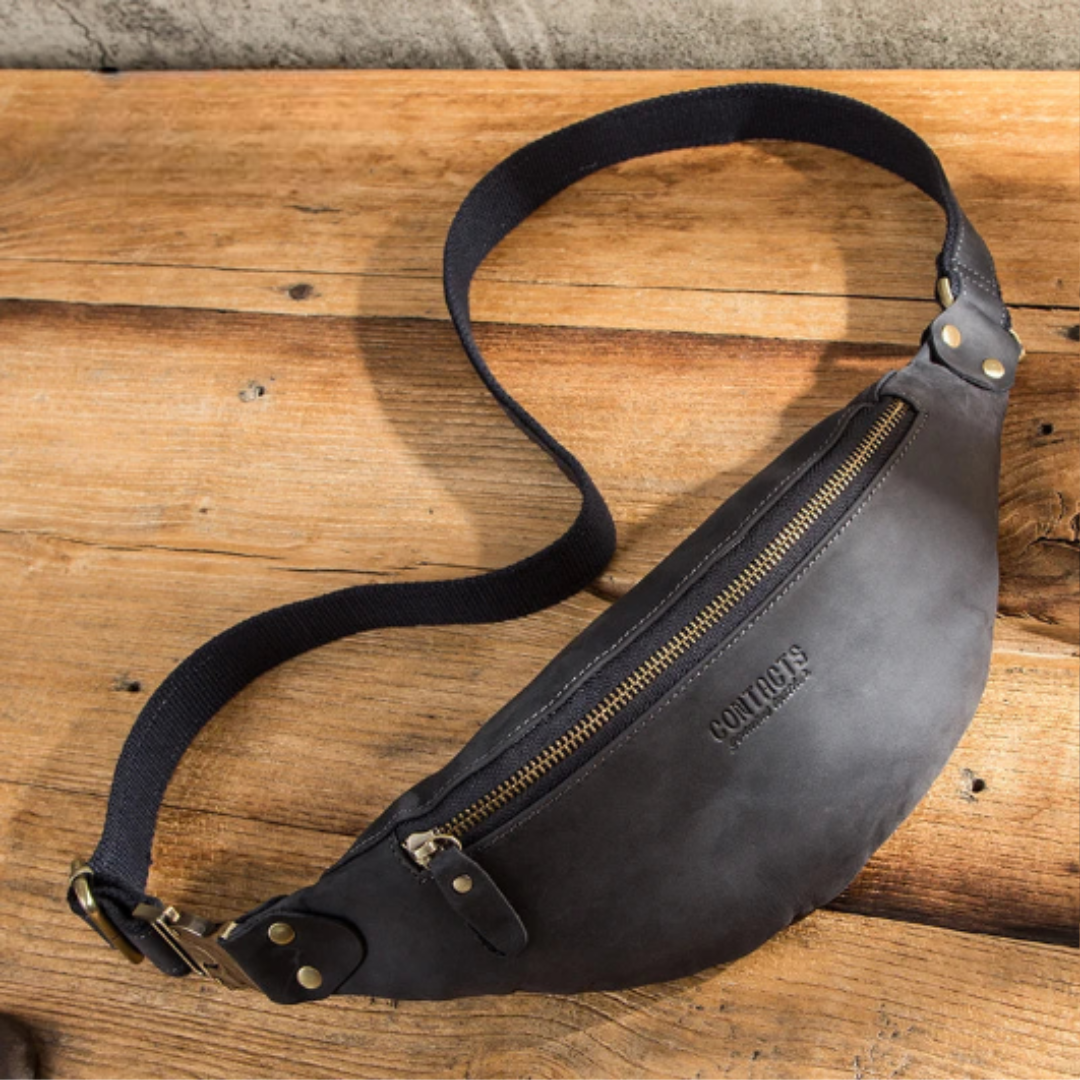 Versatile leather waist sling bag