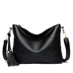 Leather shoulder handbag