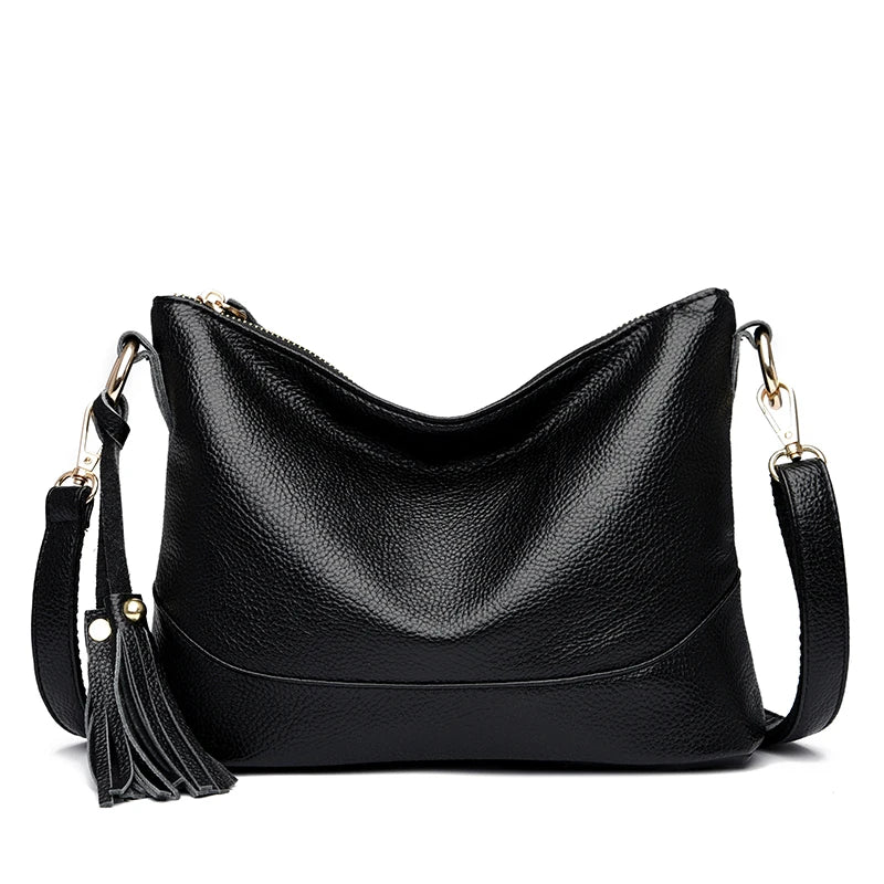 Leather shoulder handbag