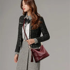 Leather shoulder handbag