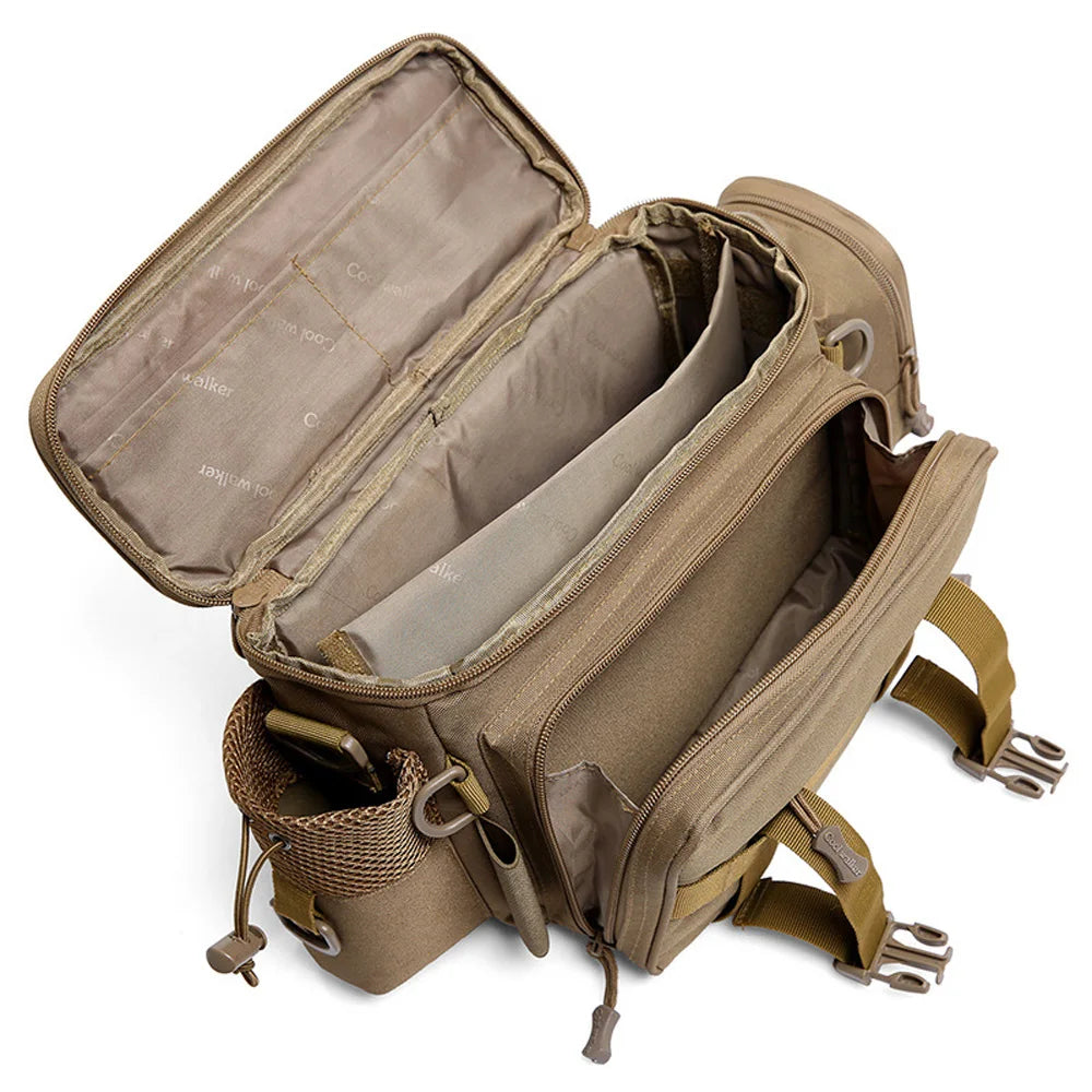 Black tactical fishing tackle bag