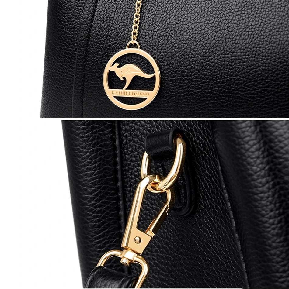 Structured leather shoulder bag