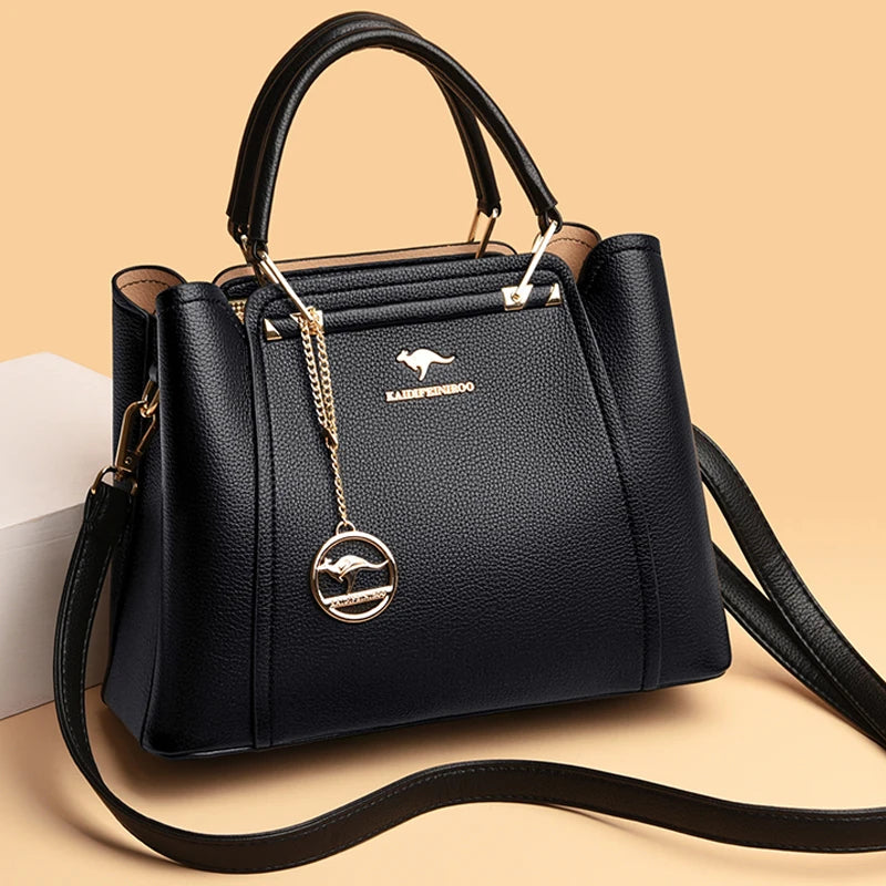 Structured leather shoulder bag