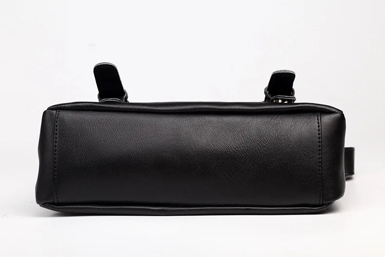 Slim leather messenger satchel