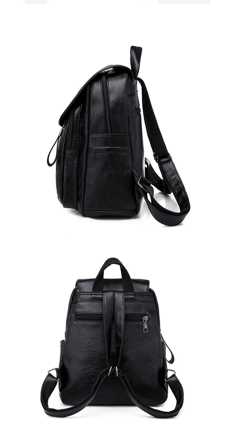 Women’s structured leather backpack