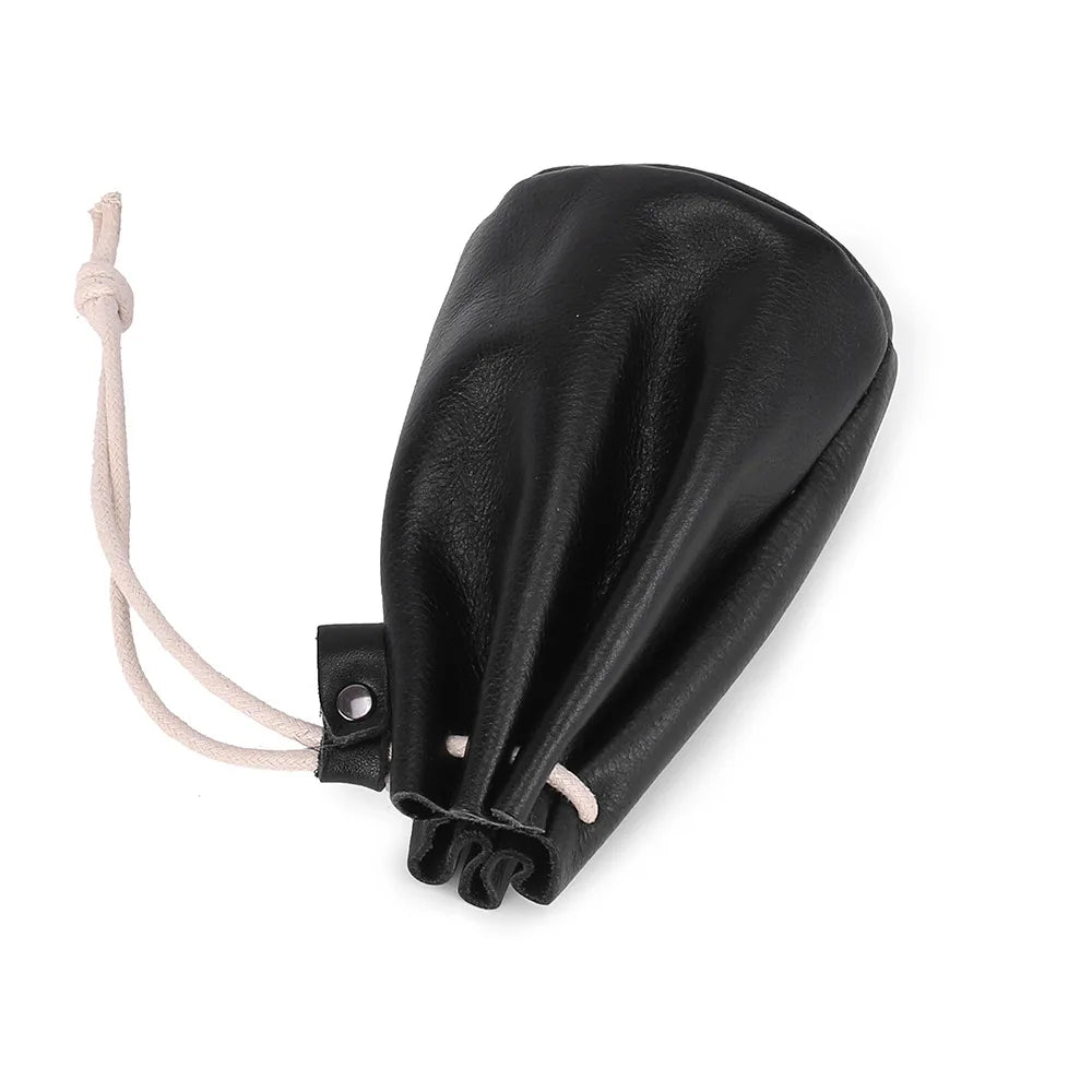 Small leather drawstring pouch