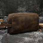 Leather grooming travel bag