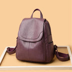 Casual leather knapsack