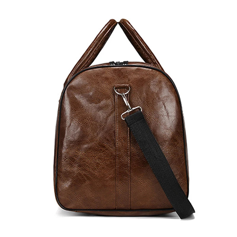 Handcrafted leather overnight duffle bag