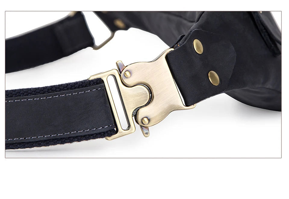 Versatile leather waist sling bag