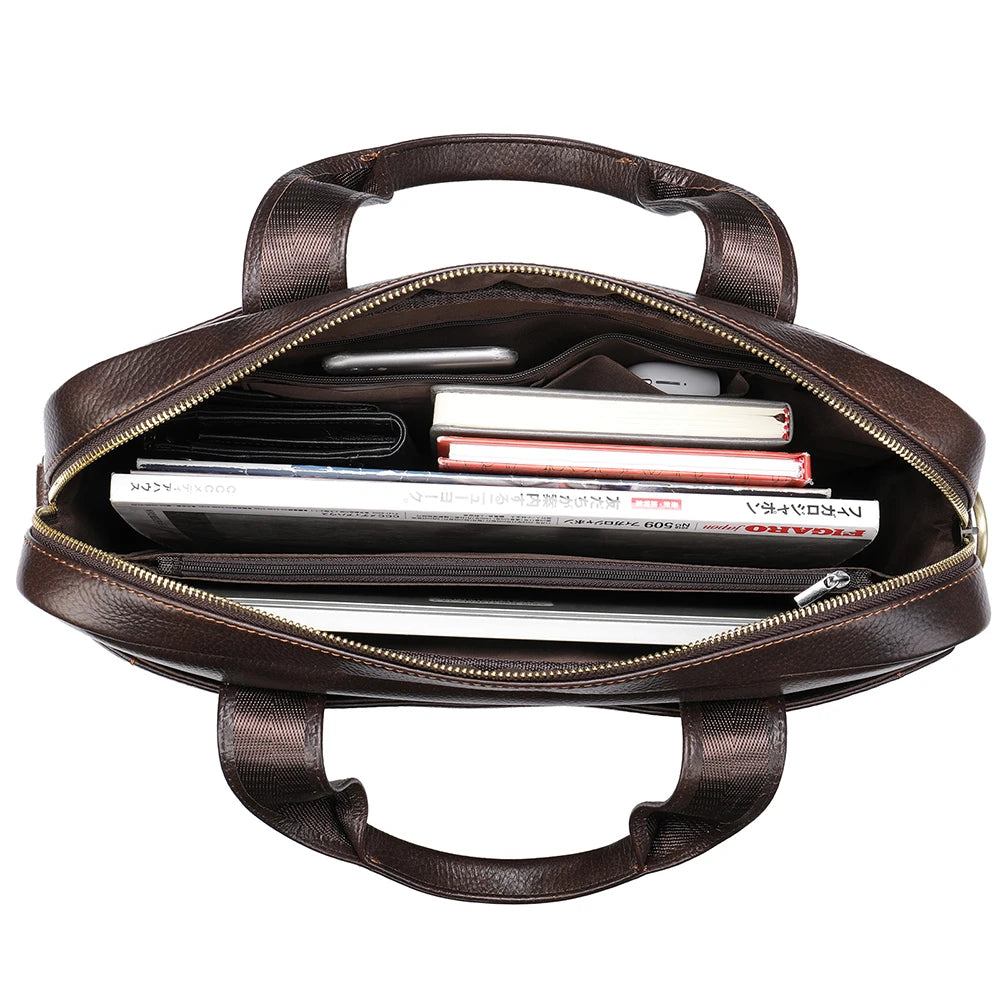Modern leather briefcase with handle