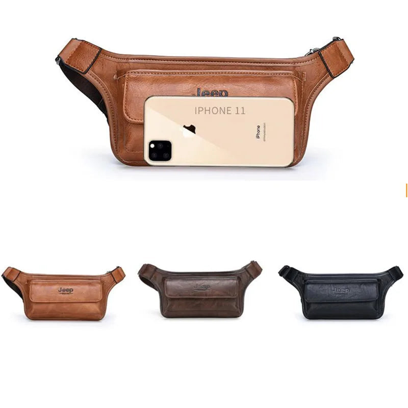 Outdoor leather bum bag