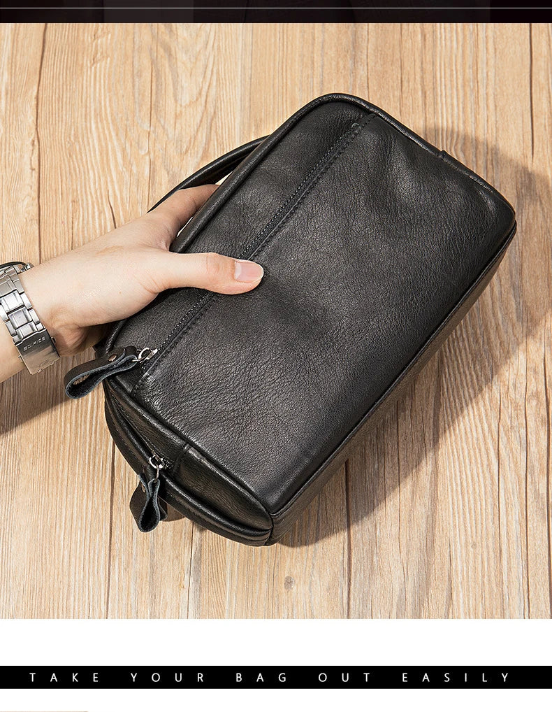 Zippered leather dopp kit