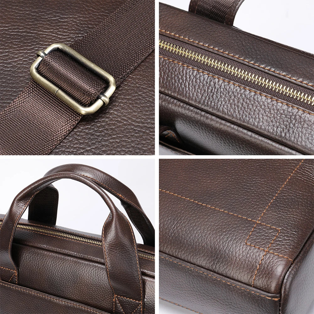 Modern leather briefcase with handle