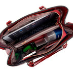 Aligator red leather shopper handbag