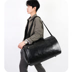 Carry-on size leather weekender duffle bag