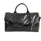 Elegant leather duffle bag with shoulder strap