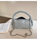 Classic blue denim purse with top handle