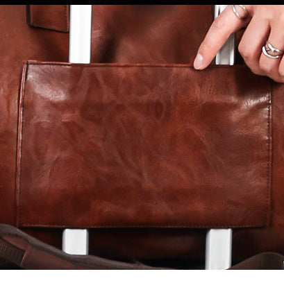 Carry-on size leather weekender duffle bag
