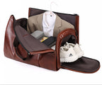 Carry-on size leather weekender duffle bag