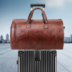 Carry-on size leather weekender duffle bag
