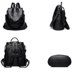 Urban chic anti-theft leather knapsack