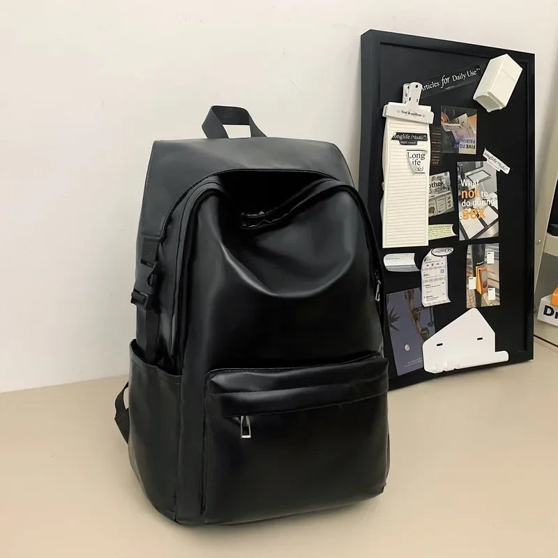 Functional leather backpack