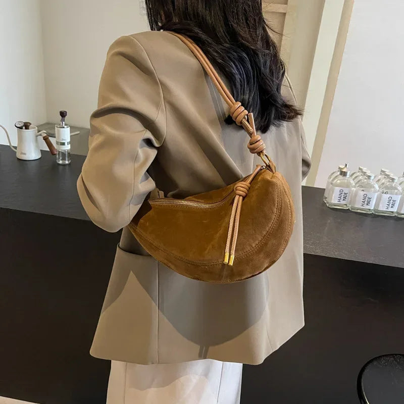 Large suede shoulder purse