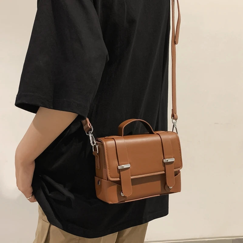 Compact leather crossbody bag