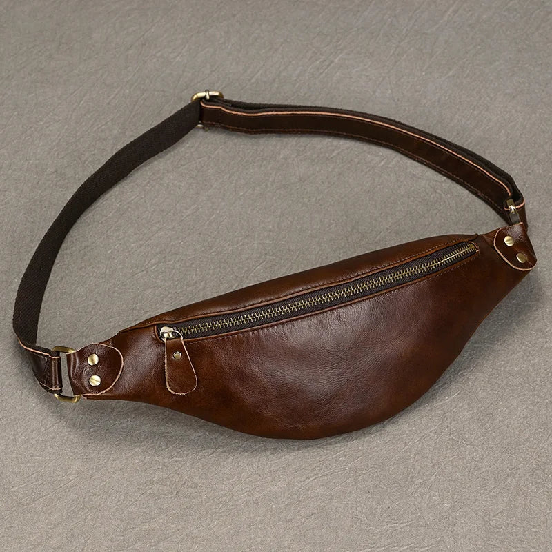 Men's leather chest bag